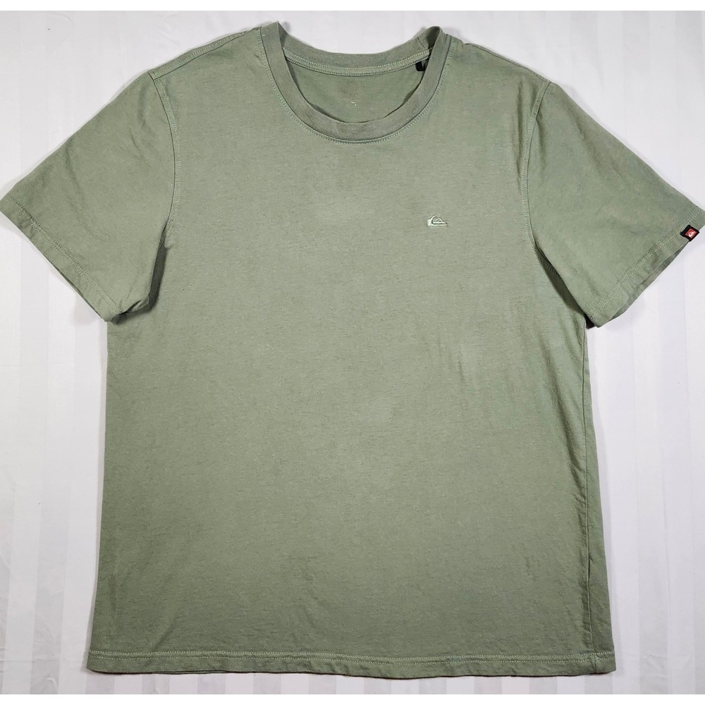 Quiksilver Mens Short Sleeve Crew Neck T-Shirt Sage Green Embroidered XL 0055